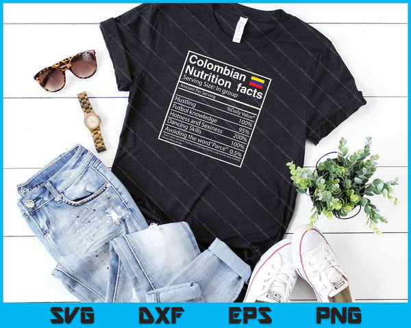 Datos nutricionales colombianos divertido gráfico fresco SVG PNG cortando archivos imprimibles - on a t-shirt