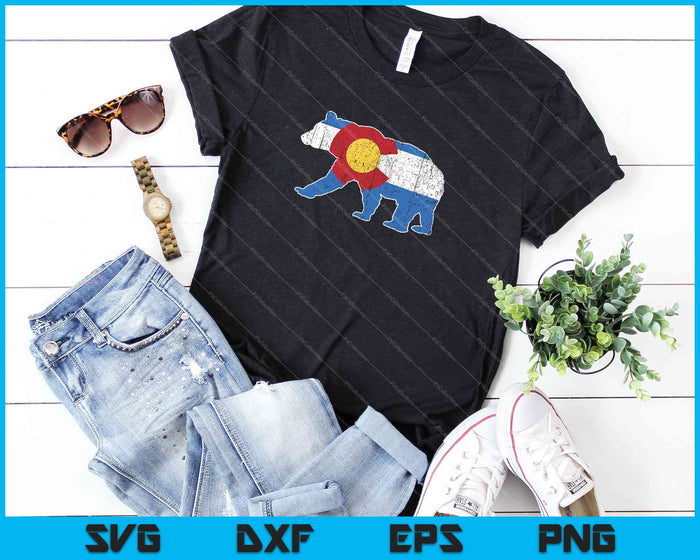 Colorado State Flag Walking Bear Patriotic Vintage SVG PNG Cutting Printable Files
