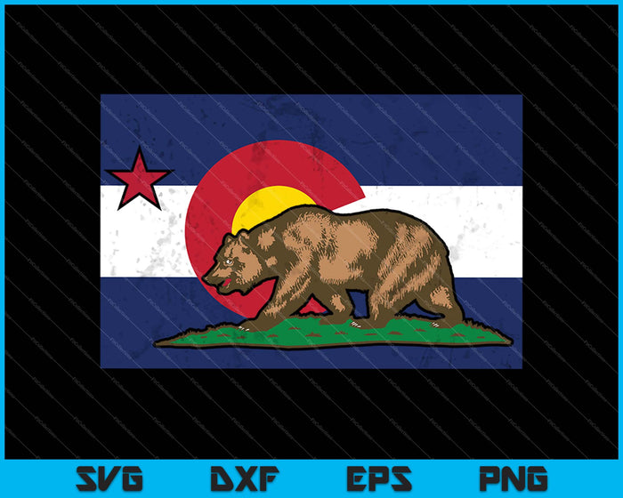 Vlag van de staat Colorado met Californië Bear SVG PNG snijden afdrukbare bestanden