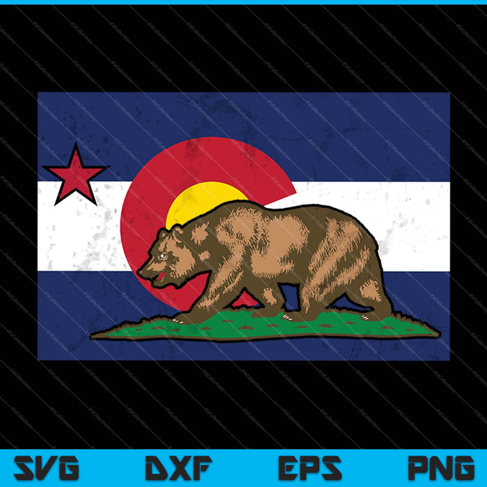 Vlag van de staat Colorado met Californië Bear SVG PNG snijden afdrukbare bestanden