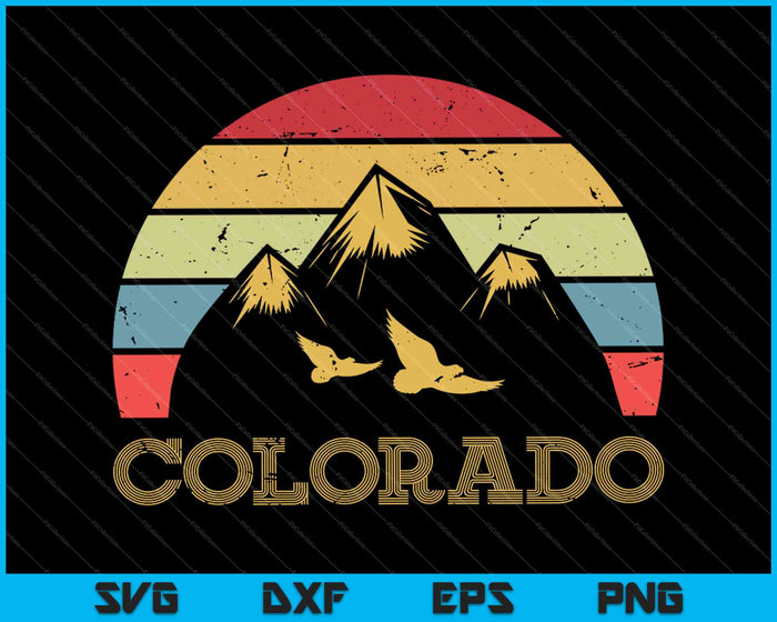 Colorado Retro Vintage Montañas Naturaleza Senderismo SVG PNG Cortar archivos imprimibles