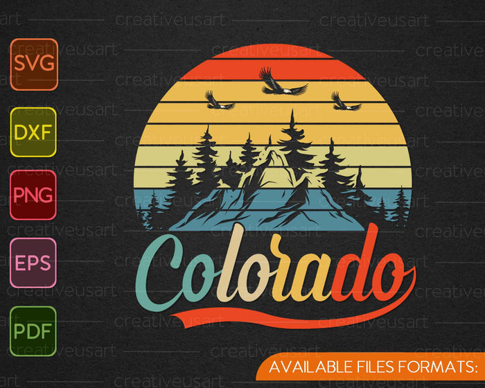 Colorado Vintage Montañas Naturaleza Senderismo SVG PNG Cortar archivos imprimibles