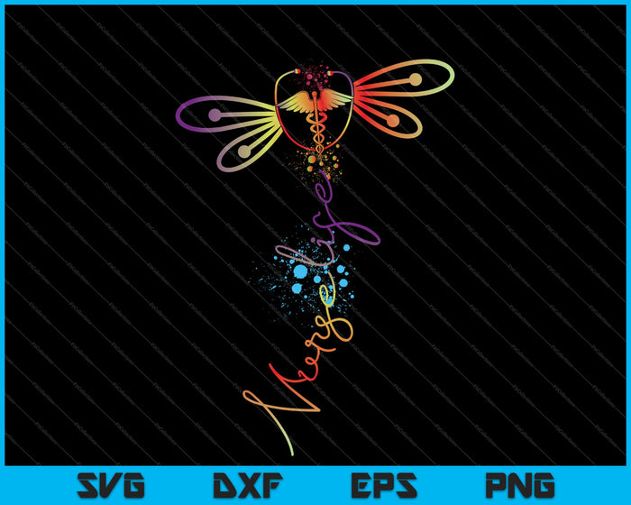 Colorida libélula Enfermera vida SVG PNG Cortar archivos imprimibles
