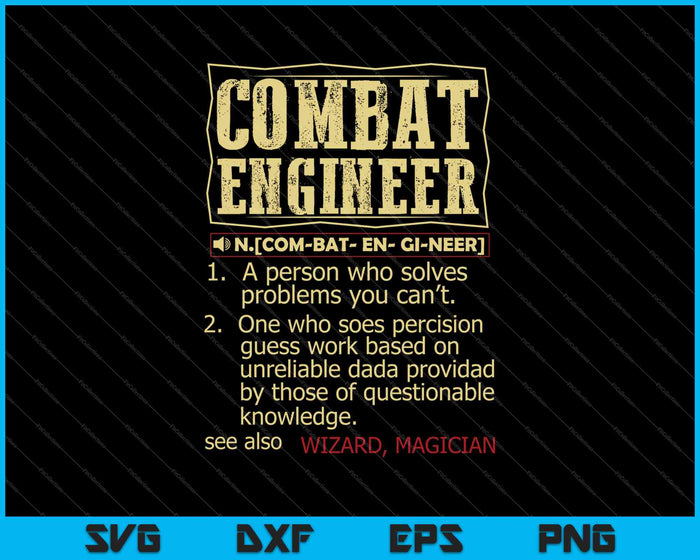 Combat Engineer Dictionary Term SVG PNG Cutting Printable Files