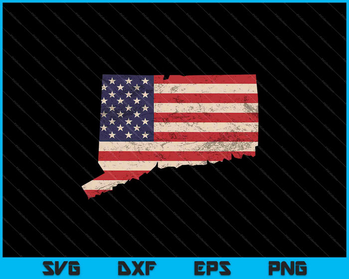 Connecticut Bandera Americana Vintage SVG PNG Cortando Archivos Imprimibles