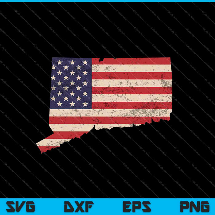 Connecticut Amerikaanse vlag Vintage SVG PNG snijden afdrukbare bestanden