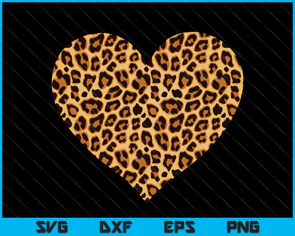 Cool Cheetah Leopard Print Corazón Día de San Valentín SVG PNG Cortar archivos imprimibles