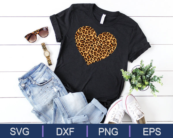 Cool Cheetah Leopard Print Corazón Día de San Valentín SVG PNG Cortar archivos imprimibles