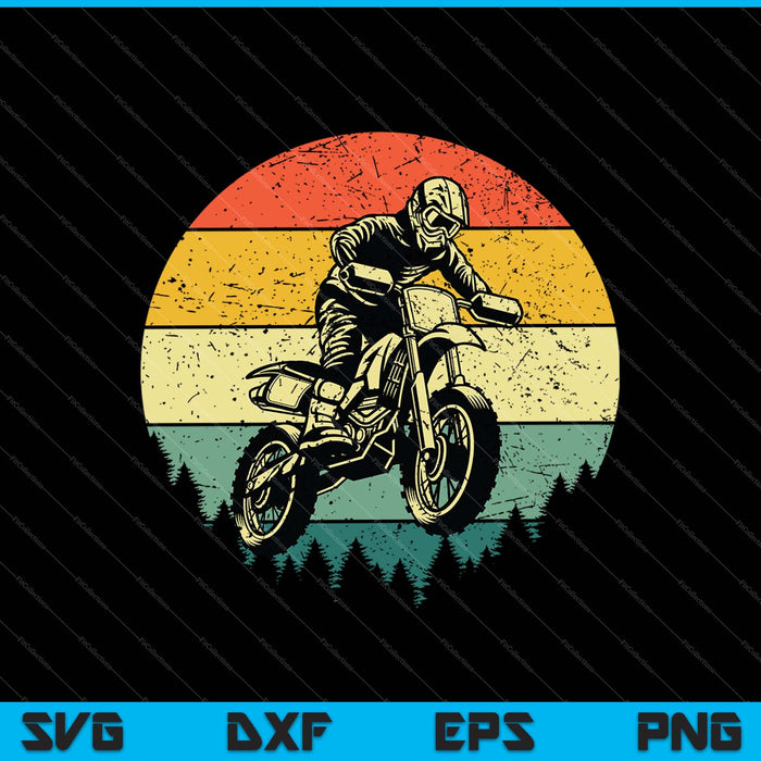 Cool Dirt Bike Art Motocross Vintage Motocicleta SVG PNG Cortar archivos imprimibles
