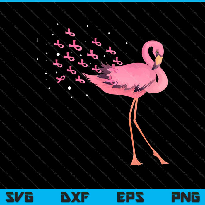 Cool Flamingo roze linten ondersteunen borstkanker SVG PNG snijden afdrukbare bestanden