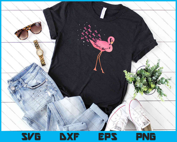 Cool Flamingo roze linten ondersteunen borstkanker SVG PNG snijden afdrukbare bestanden - on a t-shirt