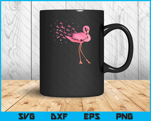 Cool Flamingo Pink Ribbons apoyan el cáncer de mama SVG PNG cortando archivos imprimibles
