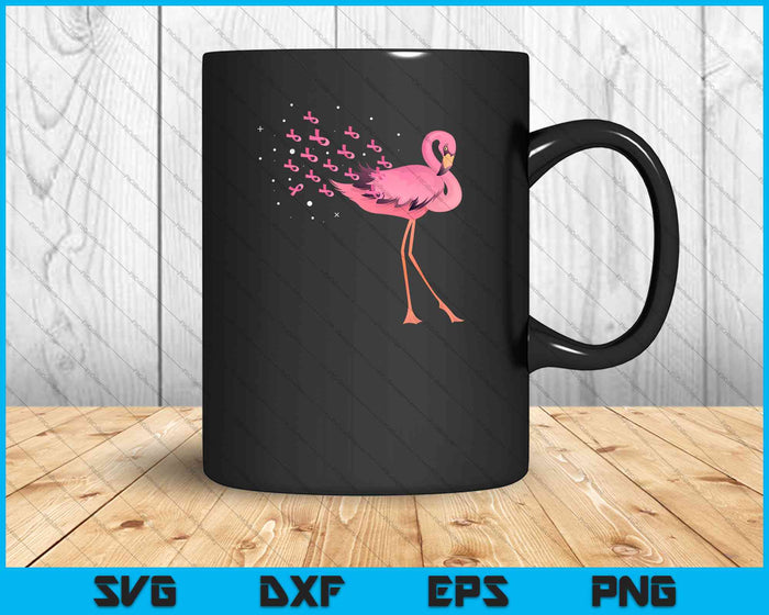 Cool Flamingo Pink Ribbons Support Breast Cancer SVG PNG Cutting Printable Files