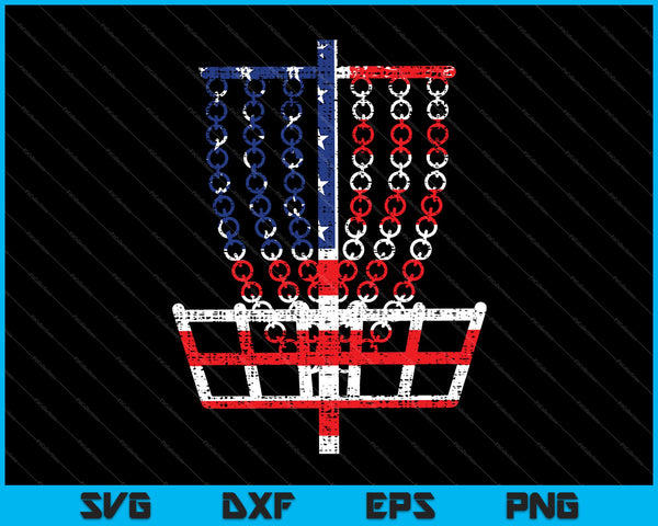Cool US Flag Disc Golf Basket SVG PNG Cutting Printable Files