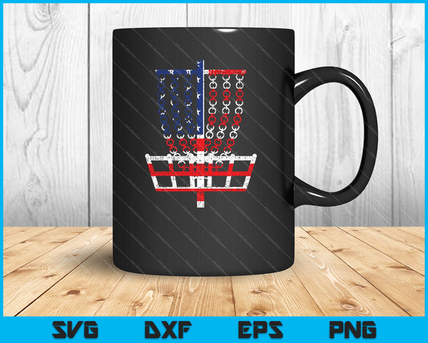 Cool US Flag Disc Golf Basket SVG PNG Cutting Printable Files