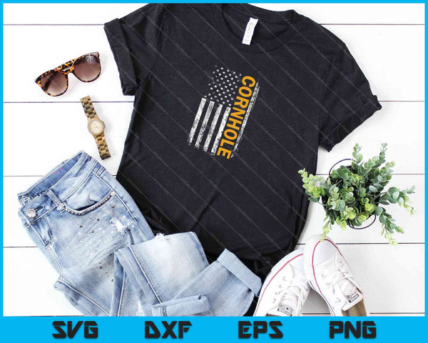 Cornhole American USA Flag SVG PNG Cortar archivos imprimibles - on a t-shirt