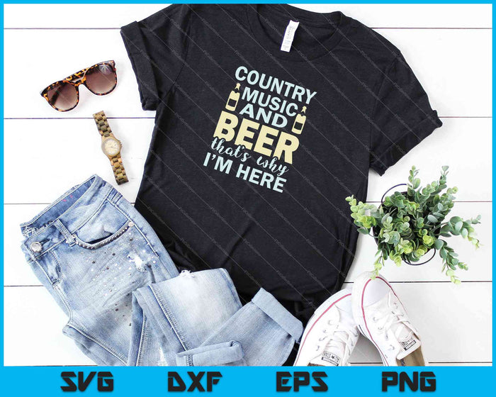 Country muziek en bier SVG PNG snijden afdrukbare bestanden