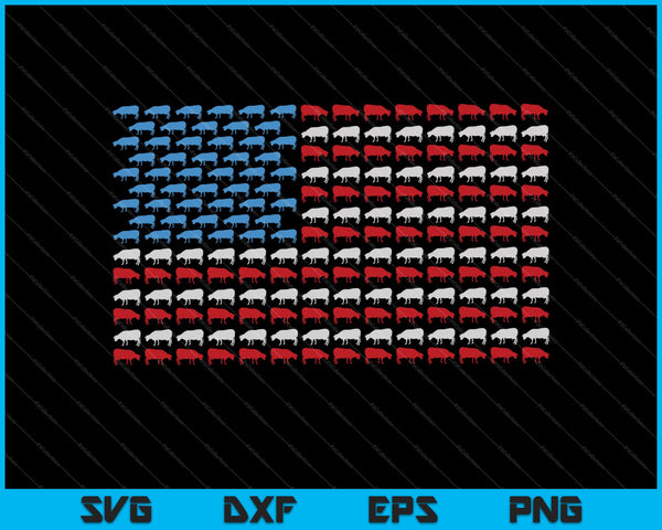 Bandera americana de vaca Bandera de EE.UU. 4 de julio SVG PNG Cortar archivos imprimibles