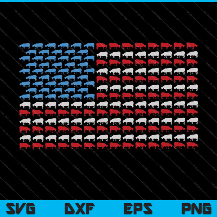Bandera americana de vaca Bandera de EE.UU. 4 de julio SVG PNG Cortar archivos imprimibles