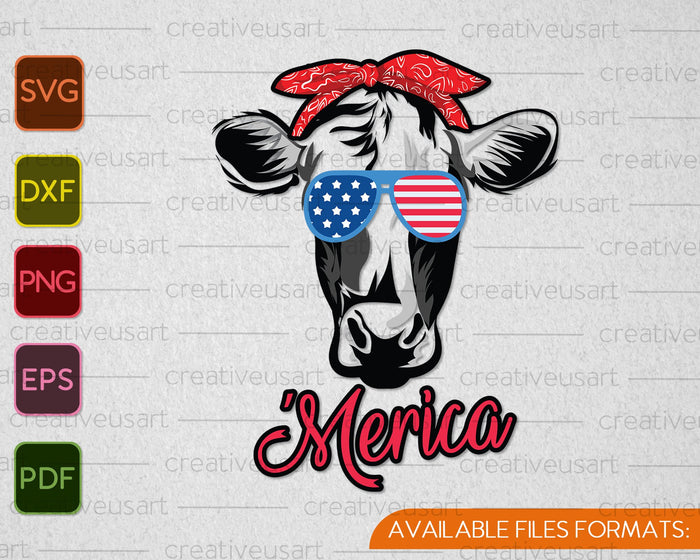 Cow head with Bandana SVG PNG Cutting Printable Files