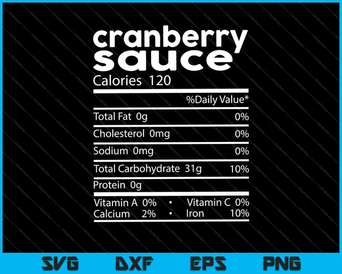 Cranberry Sauce Nutrition Facts 2021 Thanksgiving Christmas SVG PNG Cutting Printable Files