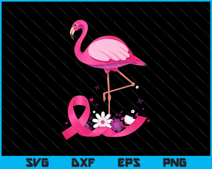 Lindo flamenco rosa cinta concienciación sobre el cáncer de mama SVG PNG cortando archivos imprimibles