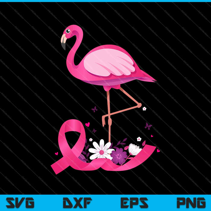 Lindo flamenco rosa cinta concienciación sobre el cáncer de mama SVG PNG cortando archivos imprimibles