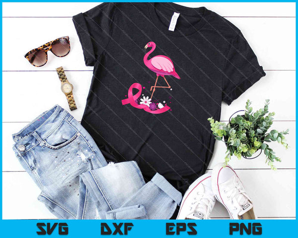 Cute Flamingo Pink Ribbon Breast Cancer Awareness SVG PNG Cutting Printable Files - on a t-shirt