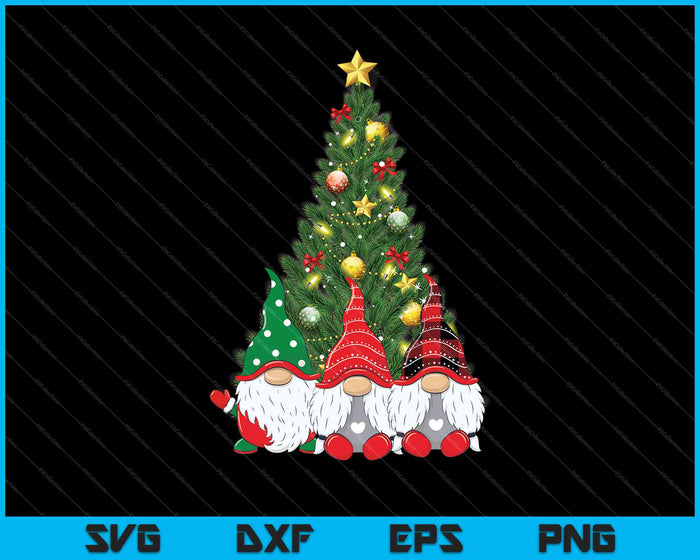 Cute Gnome Buffalo Plaid Christmas Tree Light Ugly Santa SVG PNG Cutting Printable Files