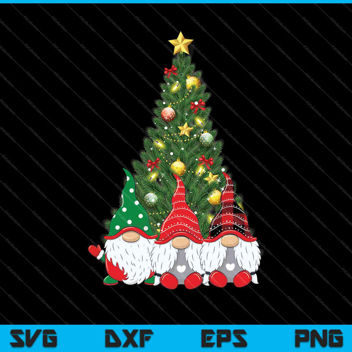 Cute Gnome Buffalo Plaid Christmas Tree Light Ugly Santa SVG PNG Cutting Printable Files