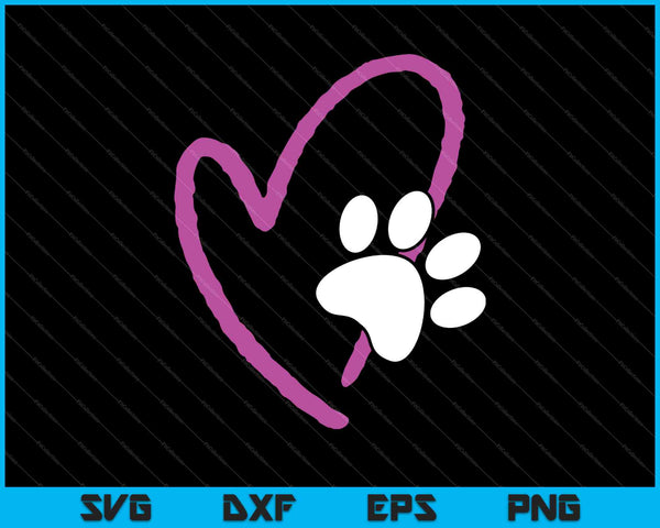 Lindo me encanta mi perro cachorro gato pata corazón SVG PNG cortando archivos imprimibles