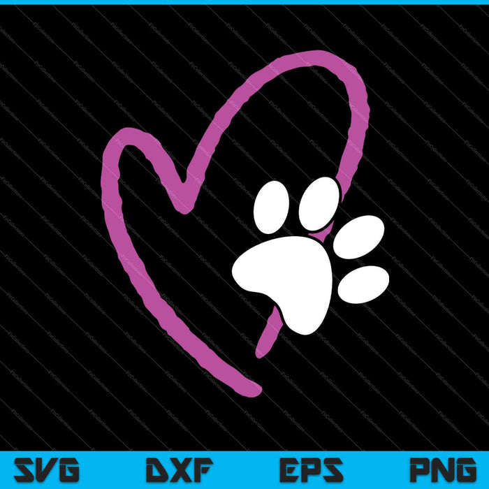 Cute I Love My Dog Puppy Cat Paw Heart SVG PNG Cutting Printable Files