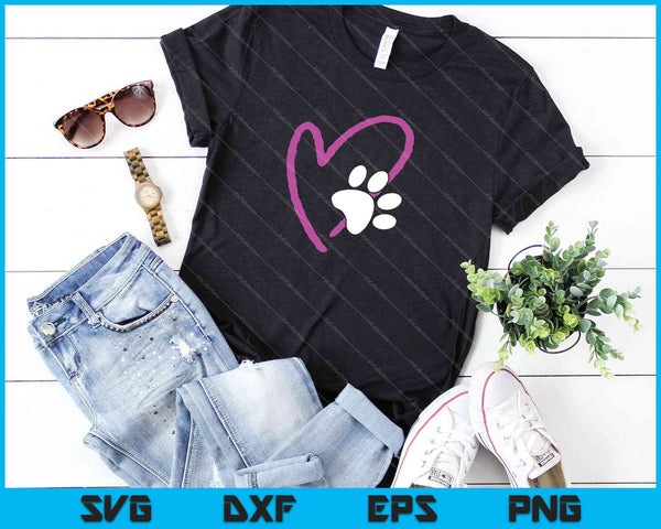 Cute I Love My Dog Puppy Cat Paw Heart SVG PNG Cutting Printable Files - on a t-shirt