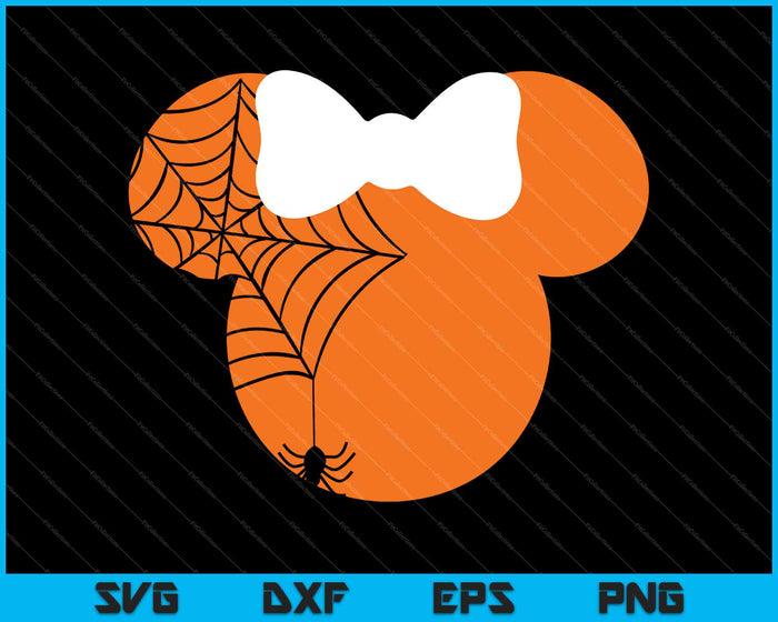Lindo ratón Halloween con arco y calabaza araña SVG PNG cortando archivos imprimibles