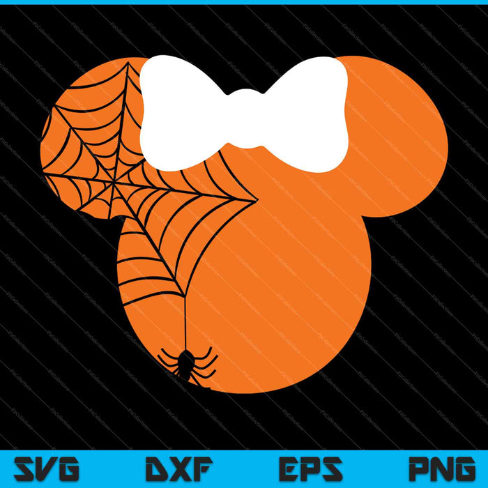 Lindo ratón Halloween con arco y calabaza araña SVG PNG cortando archivos imprimibles