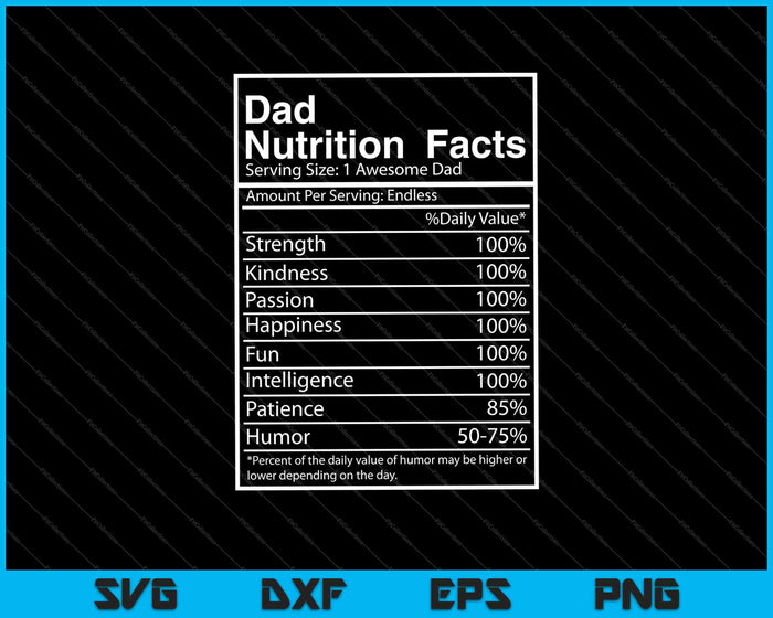 Dad Nutrition Facts Nutritional Father's Day SVG PNG Cutting Printable Files