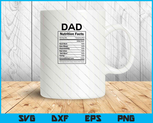Papá Datos nutricionales SVG PNG Cortar archivos imprimibles