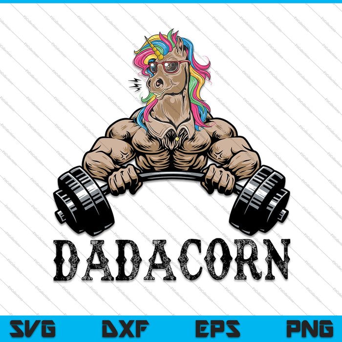Daddycorn Unicorn papa SVG PNG snijden afdrukbare bestanden