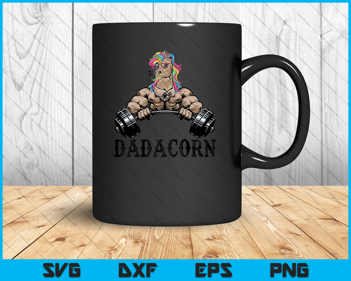 Daddycorn Unicorn papa SVG PNG snijden afdrukbare bestanden