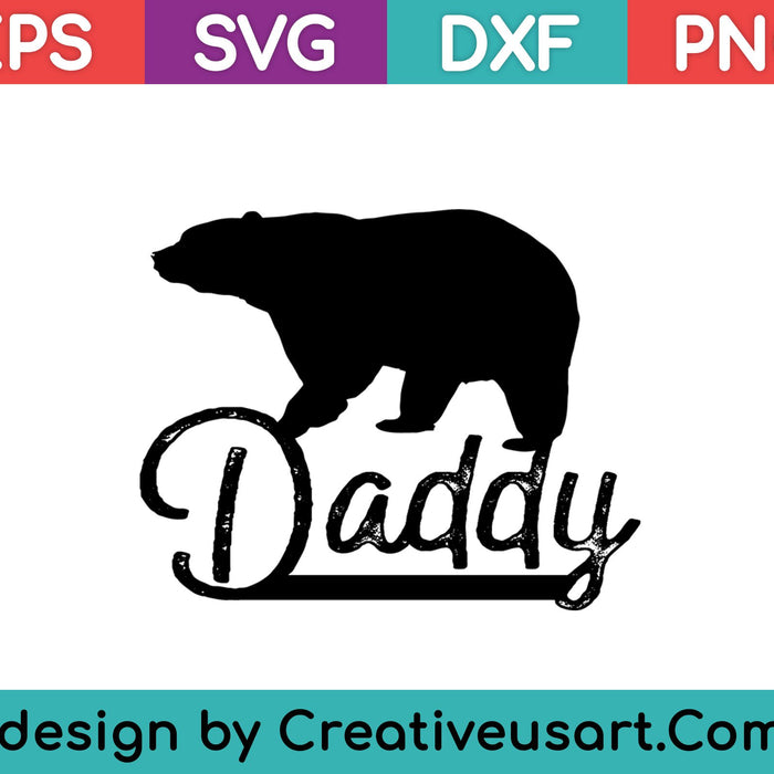 Daddy Bear Vintage Grandfather Dad Gift Father's Day T-Shirt SVG PNG Cutting Printable Files