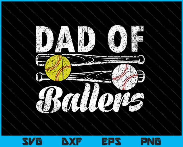 Papa van Ballers Fathers Day honkbal softbal SVG PNG snijden afdrukbare bestanden