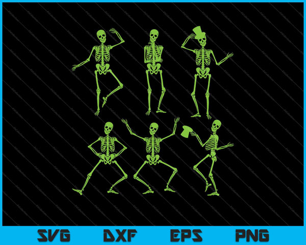 Esqueletos bailando Desafío de baile Chica Niños Niños Halloween SVG PNG Cortar archivos imprimibles
