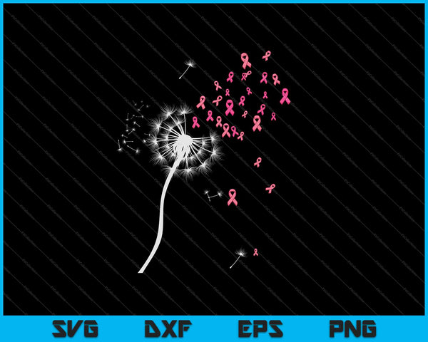 Dandelion pink ribbon cool breast cancer awareness SVG cut file