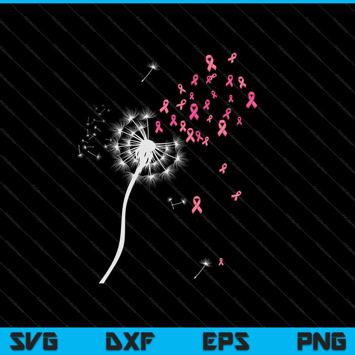 Dandelion pink ribbon cool breast cancer awareness SVG cut file