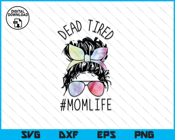 Dead Tired Tie Dye Skull SVG PNG Cortando archivos imprimibles