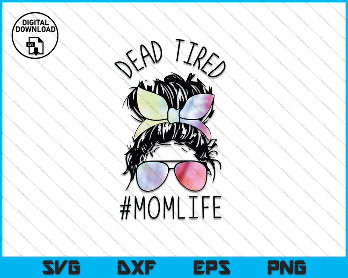 Dead Tired Tie Dye Skull SVG PNG Cutting Printable Files
