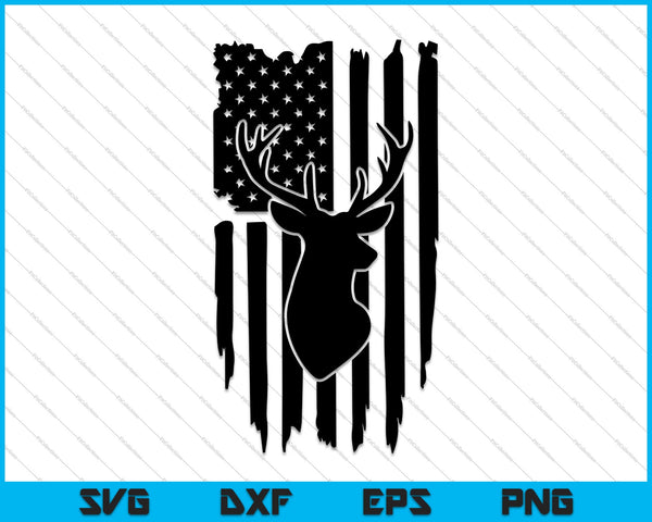 Angustiado bandera americana caza de ciervos SVG PNG cortando archivos imprimibles