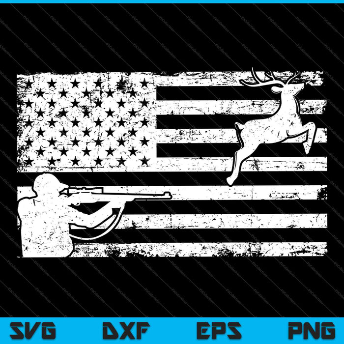 Caza de ciervos y bandera de América Caza amante regalo SVG PNG cortando archivos imprimibles