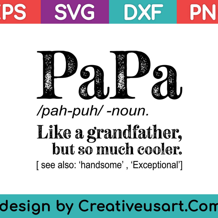 Definition Of PaPa T-Shirt Gift For Father's Day SVG PNG Cutting Printable Files