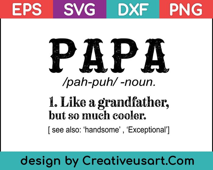 Definition Of PaPa T-Shirt Gift For Father's Days SVG PNG Cutting Printable Files